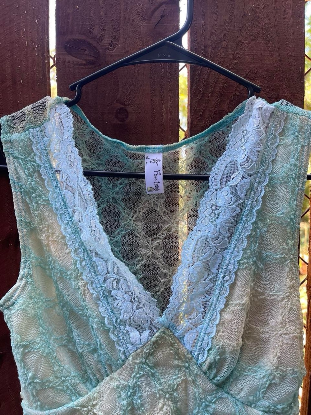 Free Lunch Y2k Fairycore Whimsy Blue Yellow Lace Ruffle Tier Top Lace V-Neck Sm - Picture 4 of 7